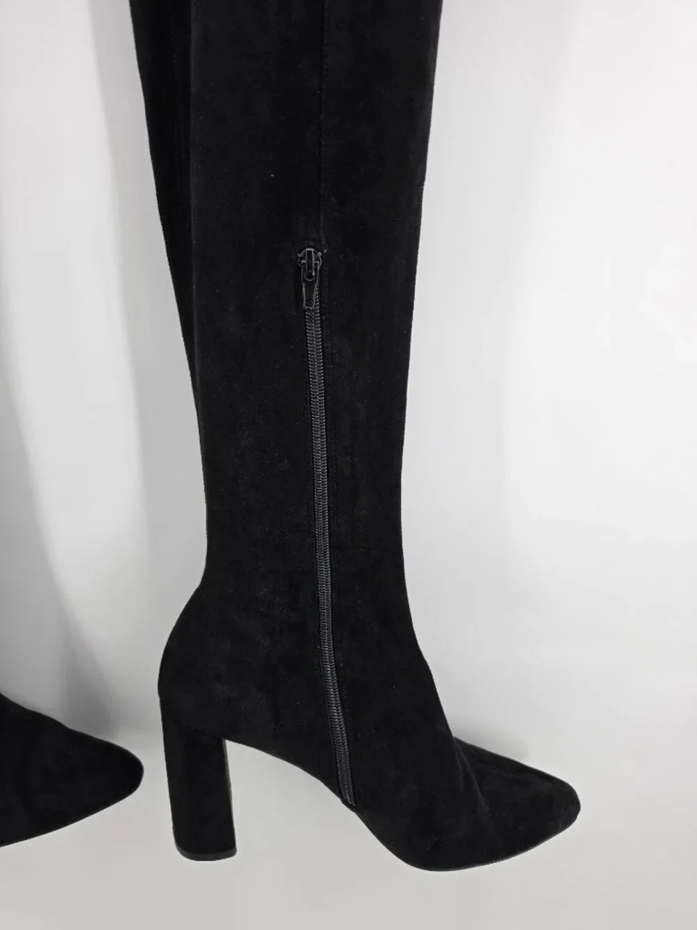 Jeffrey Campbell Parisah 2 Black Suede Over the Knee Boots Block Heel 9.5
